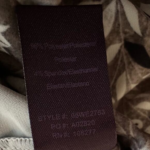 Hale Bob Jersey Wrap Top Brown Paisley Stretchy Ruffle Y2K Neutral Vacation Fall - Picture 8 of 8